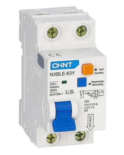 NXBLE-63Y (R) 1п+N C 6А 30мА электронный тип AC 4.5кА CHINT (105540). Автоматический выключатель дифференциального тока. CHINT в Комсомольске-на-Амуре