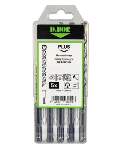 Набор буров SDS-plus V PLUS 5шт, 2-cutting (242030): Набор буров SDS-plus (6х110 мм; 6,8,10,12х160 мм) в Комсомольске-на-Амуре