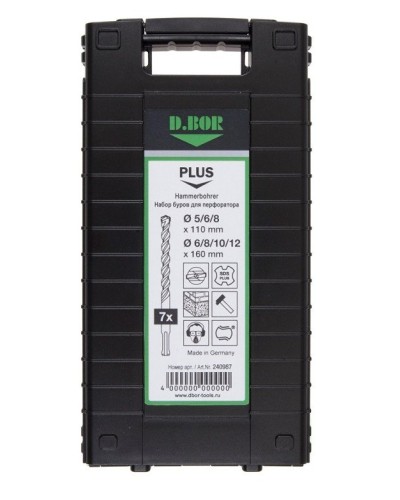 Набор буров SDS-plus V PLUS 7шт, 2-cutting (240987). Набор буров SDS-plus (5,6,8х110 мм; 6,8,10,12х160 мм). D.BOR в Комсомольске-на-Амуре