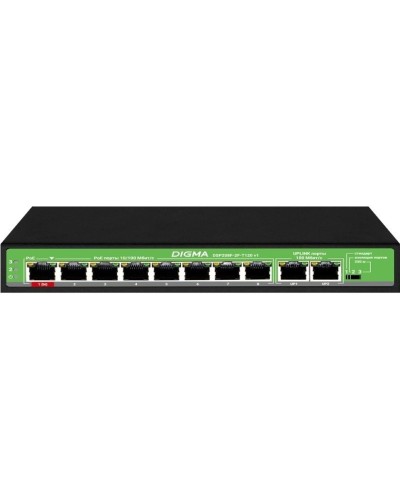 DSP208F-2F-T120 DSP208F-2F-T120 V1 (L2) 10х100Мбит/с 8PoE 8PoE+ 120W. Коммутатор с питанием по PoE. Digma в Комсомольске-на-Амуре