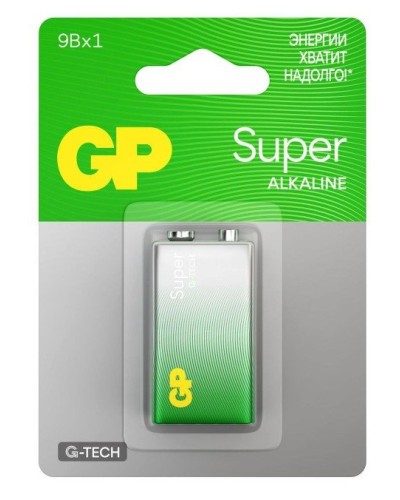 GP Super Alkaline 9V Крона (GP 1604AA21-5CRSBC1), БЛИСТЕР. Алкалиновая батарейка. GP Batteries в Комсомольске-на-Амуре