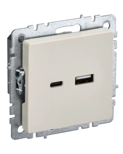 Розетка USB A+C 18Вт РЮ11-1-БрКр бежевый BRITE (BR-U22-018-K10). Розетка USB. IEK в Комсомольске-на-Амуре