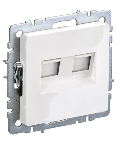 Розетка RJ11+RJ45 РК/Т12-БрБ белая BRITE (BR-KT20-O-1-K01). Розетка двойная. IEK в Комсомольске-на-Амуре