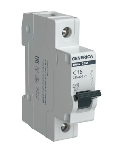 GENERICA ВА47-29М 1P C 16А 4,5кА (MVA21-1-016-C-G). Автоматический выключатель. IEK в Комсомольске-на-Амуре