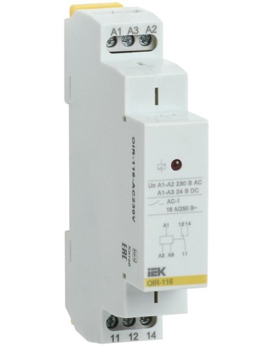 Реле промежуточное модульное OIR 1 контакт 16А 230В AC (OIR-116-AC230V). Реле промежуточное модульное. IEK в Комсомольске-на-Амуре