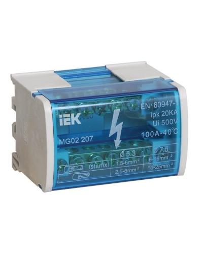 ШНК 2х7 L+PEN (YND10-2-07-100). Шина на DIN-рейку в корпусе (кросс-модуль). IEK в Комсомольске-на-Амуре