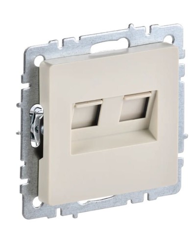 Розетка RJ45 РК10-2-БрКр кат.5E, бежевый BRITE (BR-K20-1-K10). Розетка компьютерная двойная. IEK в Комсомольске-на-Амуре