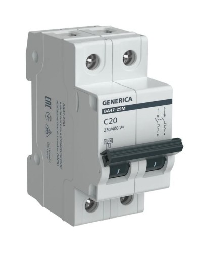 GENERICA ВА47-29М 2P C 20А 4,5кА (MVA21-2-020-C-G). Автоматический выключатель. IEK в Комсомольске-на-Амуре