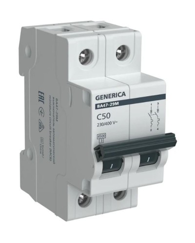 GENERICA ВА47-29М 2P C 50А 4,5кА (MVA21-2-050-C-G). Автоматический выключатель. IEK в Комсомольске-на-Амуре