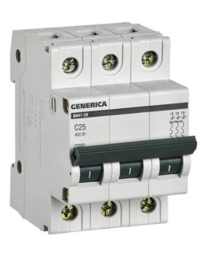 GENERICA ВА47-29 3P C 25А 4,5кА (MVA25-3-025-C). Автоматический выключатель. IEK в Комсомольске-на-Амуре