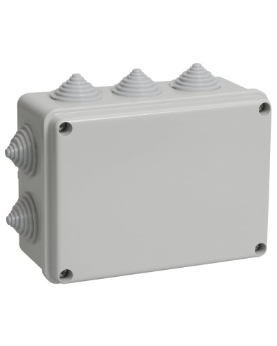 Коробка распаячная КМ41241 150х110х70 открытой проводки IP44 10 гермовводов серая (UKO10-150-110-070-K41-44). Коробка распаячная безгалогенная (HF). IEK в Комсомольске-на-Амуре