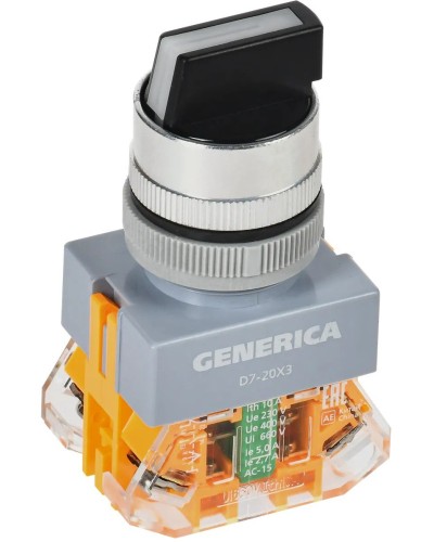 Переключатель D7-20X3 на 3 положения черный GENERICA (BSW50-20X3-3-21-3-K02-G). Переключатель. IEK в Комсомольске-на-Амуре
