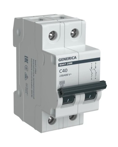 GENERICA ВА47-29М 2P C 40А 4,5кА (MVA21-2-040-C-G). Автоматический выключатель. IEK в Комсомольске-на-Амуре