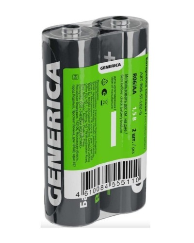 Батарейка солевая R06/AA GENERICA (2 шт) (ABT-R06-ST-L02-G). Батарейка солевая. IEK в Комсомольске-на-Амуре