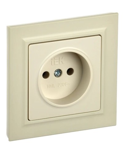 Розетка без з/к в сборе РСР10-1-0-БрКр бежевый BRITE (BR-R10-10-K10-F). Розетка без заземления без защитных шторок. IEK в Комсомольске-на-Амуре