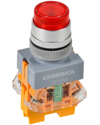 Кнопка D7-11DNZS d=22мм красная GENERICA (BBT50-11DNZS-3-11-K04-G). Кнопка управления с подсветкой и фиксацией. IEK в Комсомольске-на-Амуре