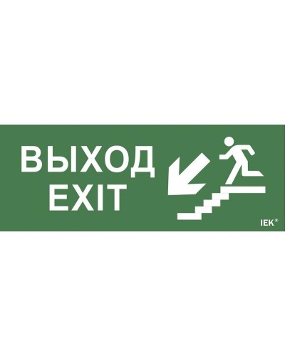 Самоклеящаяся этикетка Выход/лестница вниз/фигура для ССА (LPC10-1-35-13-VLVNF). Самоклеящаяся этикетка 240х90 мм. IEK в Комсомольске-на-Амуре