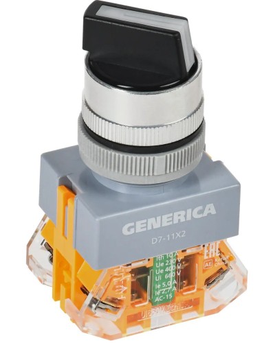 Переключатель D7-11X2 на 2 положения черный GENERICA (BSW50-11X2-3-21-2-K02-G). Переключатель. IEK в Комсомольске-на-Амуре