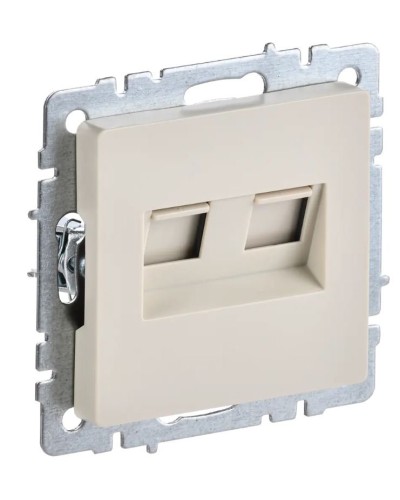 Розетка RJ11+RJ45 РК/Т12-БрКр бежевый BRITE (BR-KT20-O-1-K10). Розетка двойная. IEK в Комсомольске-на-Амуре