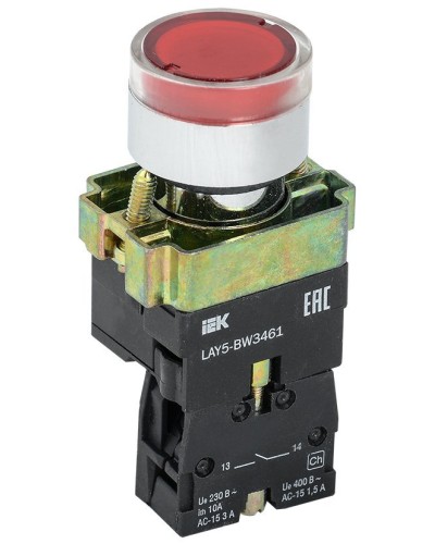 Кнопка LAY5-BW3461 с подсветкой красный 1з (BBT50-BW-K04). Кнопка с подсветкой. IEK в Комсомольске-на-Амуре
