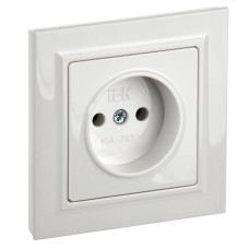 Розетка без з/к в сборе РСР10-1-0-БрБ белый BRITE (BR-R10-10-K01-F). Розетка без заземления без защитных шторок. IEK