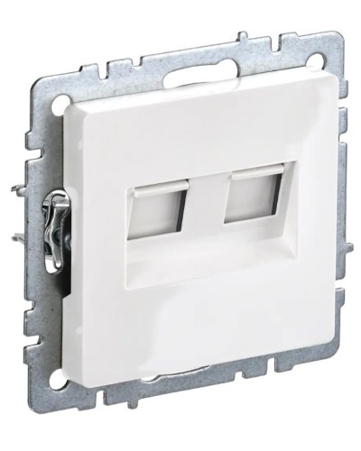Розетка RJ45 РК10-2-БрБ кат.5E, белая BRITE (BR-K20-1-K01). Розетка компьютерная двойная. IEK в Комсомольске-на-Амуре