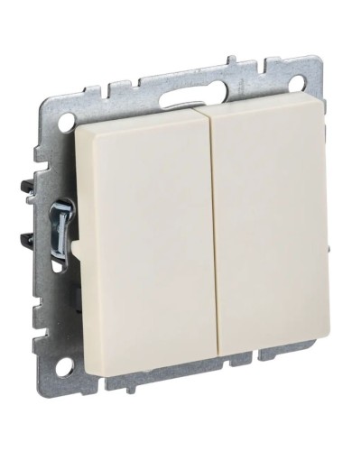 Выключатель 2-клавишный проходной ВС10-2-6-БрКр бежевый BRITE (BR-V22-0-10-K10). Выключатель. IEK в Комсомольске-на-Амуре