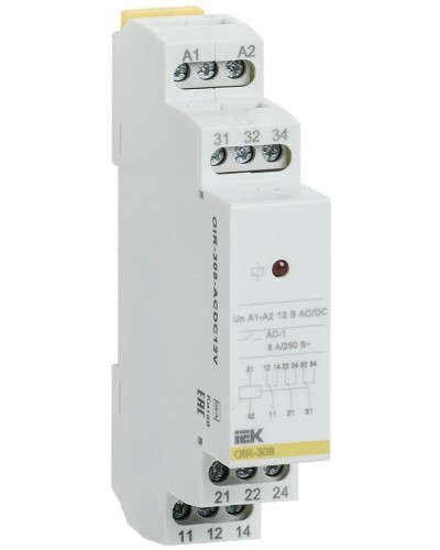 Реле промежуточное модульное OIR 3 контакта 8А 230В AC (OIR-308-AC230V). Реле промежуточное модульное. IEK в Комсомольске-на-Амуре
