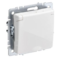 Розетка с з/к РСбш10-3-БрБ белый BRITE (BR-R16-16-K01). Розетка с заземлением с защитными шторками и крышкой. IEK