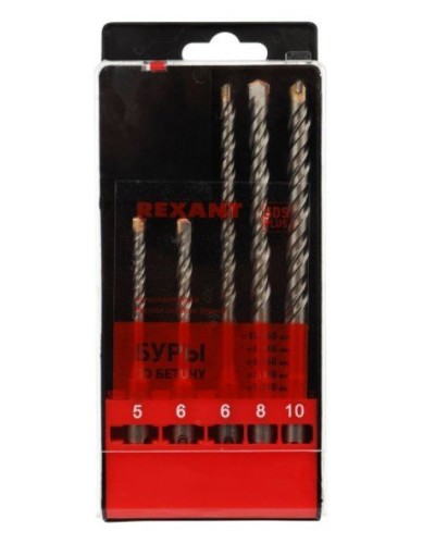 Набор буров, бетон 5-6х110, 6-8-10х160 мм, 5 шт, SDS PLUS Kranz (KR-91-0406): Аксессуар для электроинструмента в Комсомольске-на-Амуре