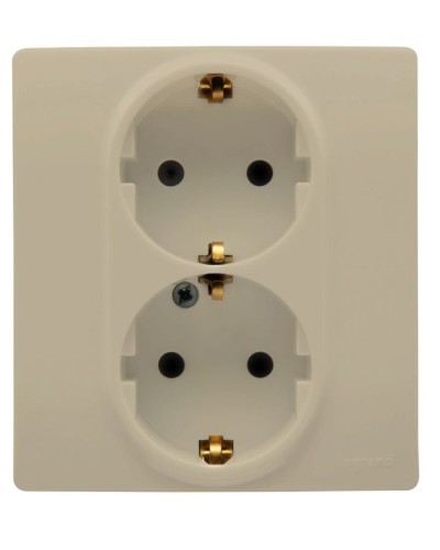 Розетка 2 х 2К+З ETIKA, слоновая кость (672323). Розетка. LegranD в Комсомольске-на-Амуре