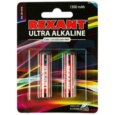 Ультра алкалиновая батарейка AAA/LR03 1,5 V 2 шт. блистер REXANT (30-1010). Элемент питания. Rexant