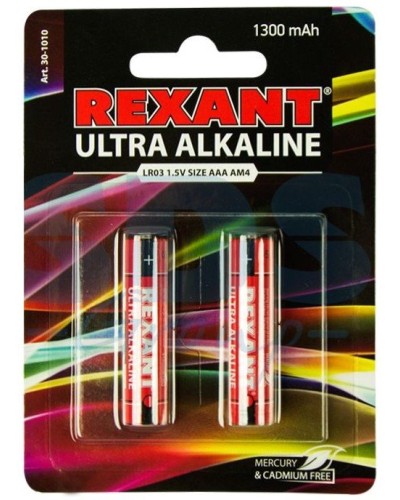 Ультра алкалиновая батарейка AAA/LR03 1,5 V 2 шт. блистер REXANT (30-1010). Элемент питания. Rexant в Комсомольске-на-Амуре