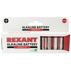 Алкалиновая батарейка AA/LR6 1,5 V 12 шт. REXANT (30-1026). Элемент питания. Rexant