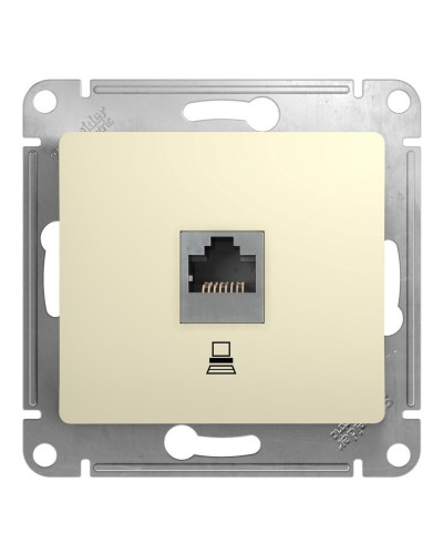 Glossa розетка RJ45 1-местная, кат. 5Е, скрытой установки, механизм, бежевый (GSL000281K). Розетка компьютерная. Systeme Electric в Комсомольске-на-Амуре