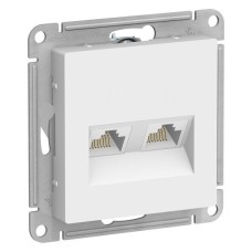AtlasDesign розетка RJ45+RJ45, 2-местная, скрытой установки, механизм, белый (ATN000185). Розетка компьютерная. Systeme Electric