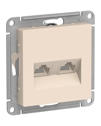 AtlasDesign розетка RJ45+RJ45, 2-местная, скрытой установки, механизм, бежевый (ATN000285). Розетка компьютерная. Systeme Electric в Комсомольске-на-Амуре