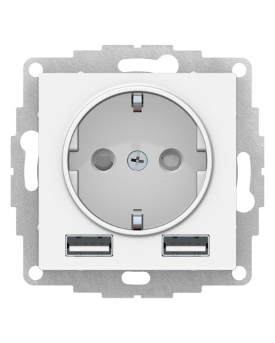 AtlasDesign розетка 1-местная с 2 USB A+A, скрытой установки, механизм, белый (ATN000130). Розетка с USB. Systeme Electric в Комсомольске-на-Амуре