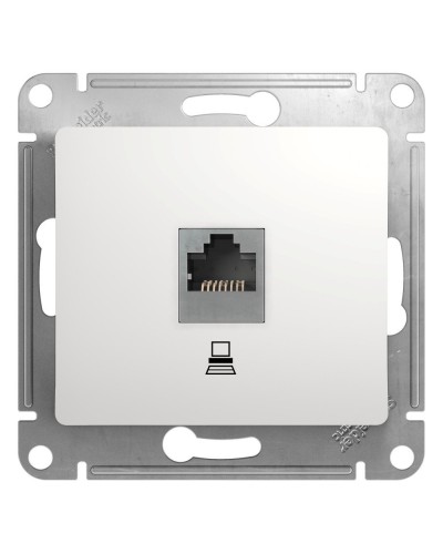 Glossa розетка RJ45 1-местная, кат. 5Е, скрытой установки, механизм, белый (GSL000181K). Розетка компьютерная. Systeme Electric в Комсомольске-на-Амуре