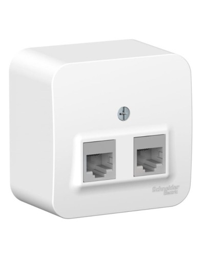 BLANCA розетка RJ45 2-местная, кат. 5Е, открытой установки, белый (BLNIA045451). Розетка компьютерная с изолированной пластиной. Systeme Electric в Комсомольске-на-Амуре