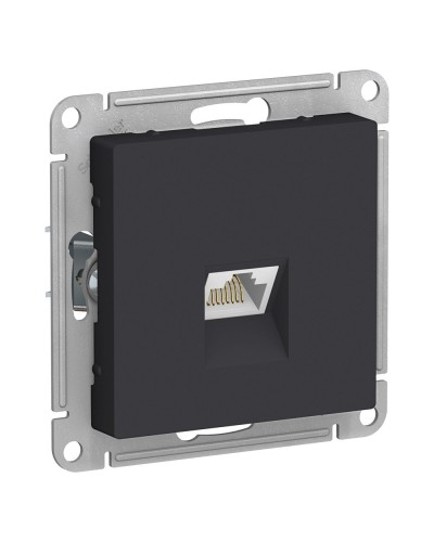 AtlasDesign розетка RJ45, кат. 5Е, 1-местная, скрытой установки, механизм, карбон (ATN001083). Розетка компьютерная. Systeme Electric в Комсомольске-на-Амуре