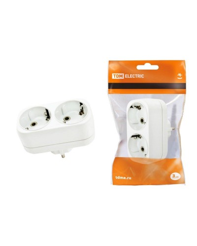 Блок на 2 гнезда 2П+З плоский 16А 250B TDM (SQ1806-0026). Розетка. TDM ЕLECTRIC в Комсомольске-на-Амуре