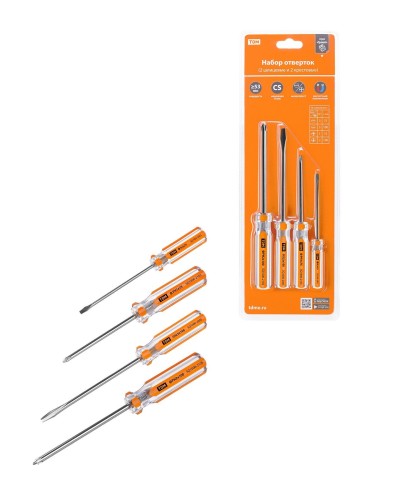 Набор отверток 4шт.: SL3x75, SL5х100, PH1х75, PH2х100, блистер, CS Гранит TDM (SQ1013-0101). Набор отверток. TDM ЕLECTRIC в Комсомольске-на-Амуре