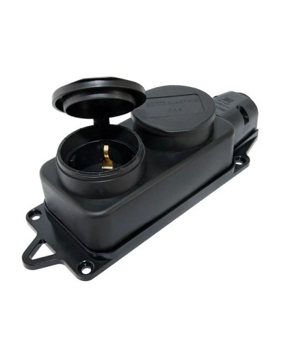 Розетка двухместная 2Р+РЕ 16А 250В IP44 (SQ0612-0037). Розетка двухместная с заглушками каучук. TDM ЕLECTRIC в Комсомольске-на-Амуре