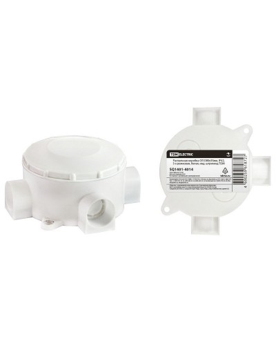 Распаячная коробка ОП D80х35мм, IP42, 3-х рожковая, белая TDM (SQ1401-4014). Распаячная коробка ОП. TDM ЕLECTRIC в Комсомольске-на-Амуре