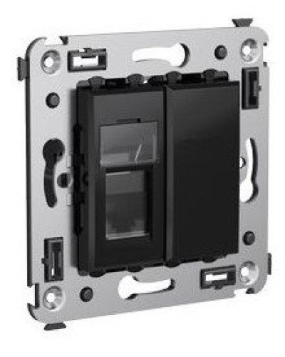 Розетка RJ-45 в стену Avanti одинарная черный квадрат (4402463). Розетка компьютерная. ДКС в Комсомольске-на-Амуре