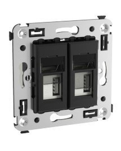 Розетка USB в стену Avanti черный квадрат (4402543). Розетка USB. ДКС в Комсомольске-на-Амуре