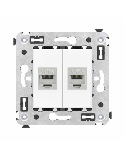 Розетка RJ-45 в стену, кат.6E, Avanti, двойная, белое облако (4400794). Розетка компьютерная модульная. ДКС в Комсомольске-на-Амуре