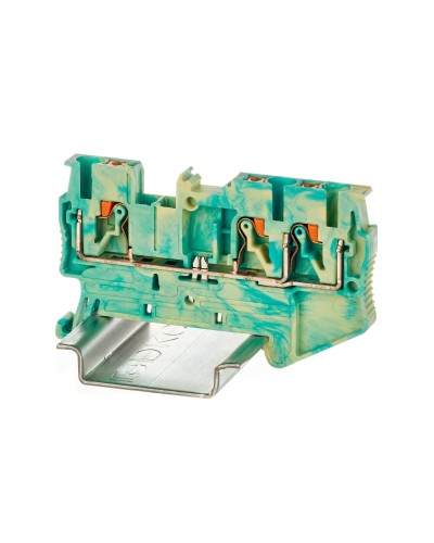 Клемма заземления, 3 точки подключения, 2.5 кв.мм (VPR-2.5-TWIN-PE-YG). Клемма заземления, зажим push-in. ДКС в Комсомольске-на-Амуре