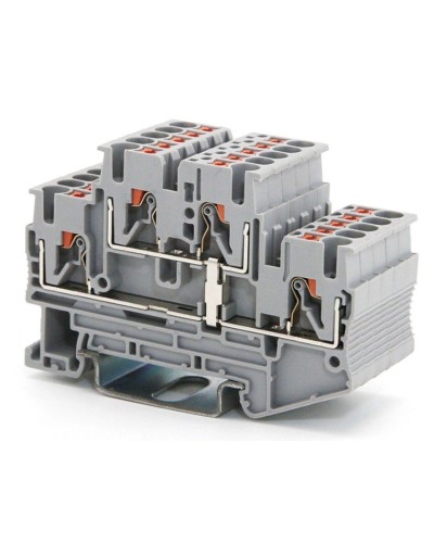 Клемма двухуровневая, зажим push-in, 2.5 кв.мм, серая (VPRTT-2.5-PV-GY). Клемма проходная, 4 точки подключения, уровни соединены перемычкой. ДКС в Комсомольске-на-Амуре